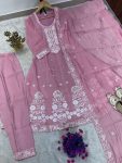 LATEST ROMAN SILK EMBROIDERY SEQUENCE WORK GOWN BOTTOM WITH DUPATTA FESTIVAL WEAR WHOLESALE PRICE ETHNIC GARMENT (4)