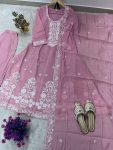 LATEST ROMAN SILK EMBROIDERY SEQUENCE WORK GOWN BOTTOM WITH DUPATTA FESTIVAL WEAR WHOLESALE PRICE ETHNIC GARMENT (4)