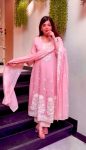 LATEST ROMAN SILK EMBROIDERY SEQUENCE WORK GOWN BOTTOM WITH DUPATTA FESTIVAL WEAR WHOLESALE PRICE ETHNIC GARMENT (4)