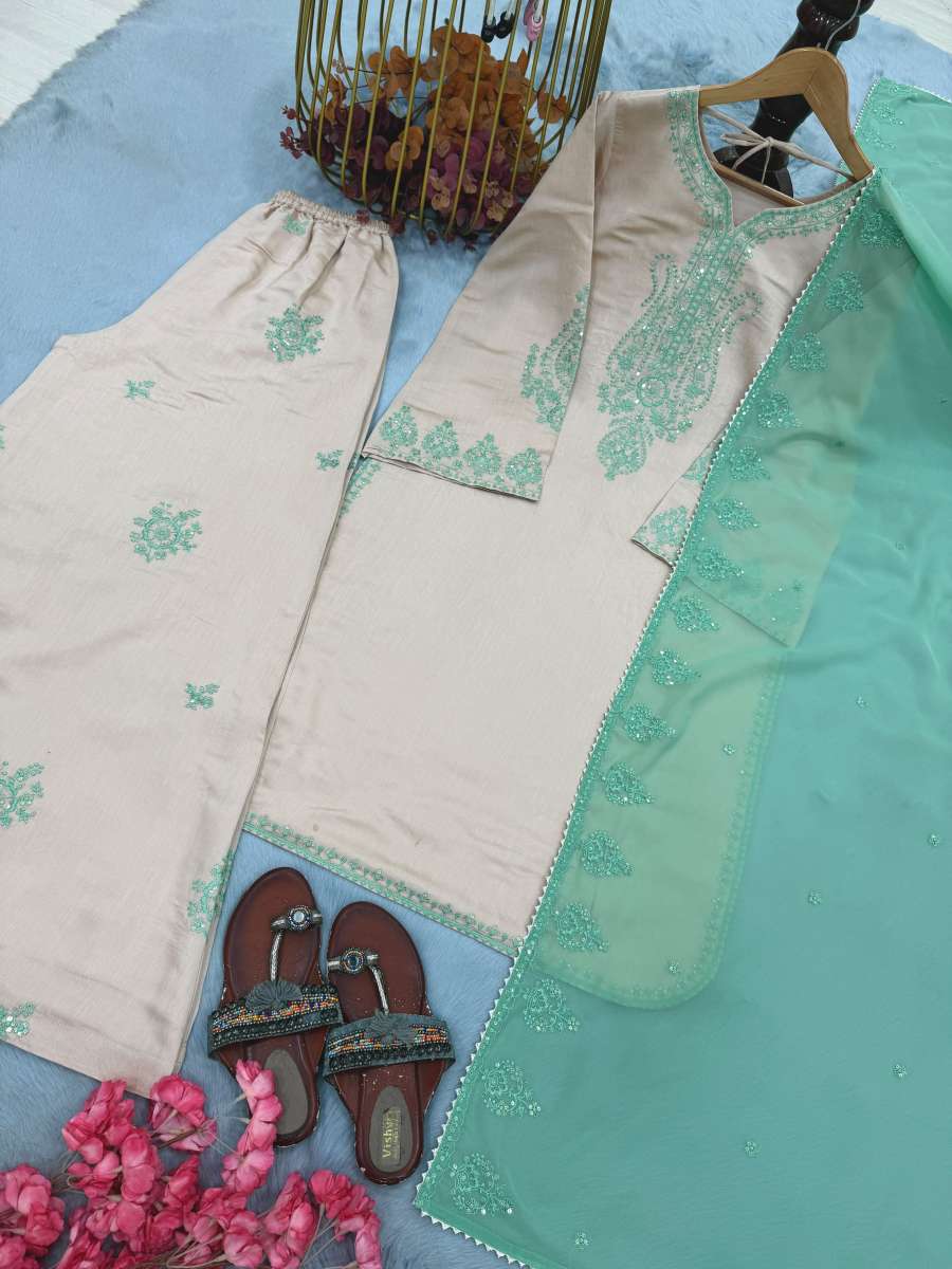 LATEST ROMAN SILK EMBROIDERY SEQUENCE WORK TOP PALAZZO WITH DUPATTA CASUAL WEAR WHOLESALE PRICE ETHNIC GARMENT (1)