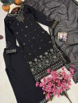 LATEST ROMAN SILK SEQUENCE AND ZARI AND THREAD EMBROIDERY TOP PALAZZO WITH DUPATTA CASUAL WEAR WHOLESALE PRICE ETHNIC GARMENT (8)