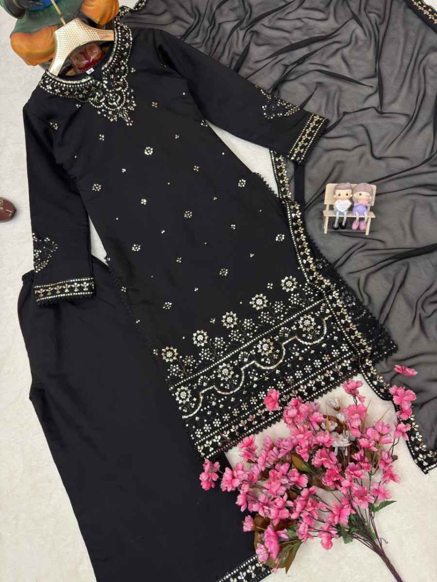 LATEST ROMAN SILK SEQUENCE AND ZARI AND THREAD EMBROIDERY TOP PALAZZO WITH DUPATTA CASUAL WEAR WHOLESALE PRICE ETHNIC GARMENT (16)