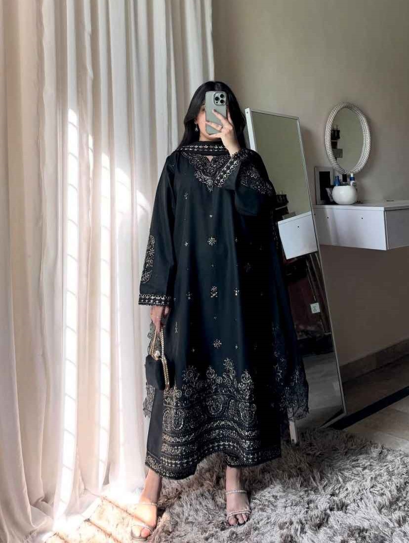 LATEST ROMAN SILK SEQUENCE AND ZARI AND THREAD EMBROIDERY TOP PALAZZO WITH DUPATTA CASUAL WEAR WHOLESALE PRICE ETHNIC GARMENT (9)