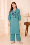 LATEST SLUB RAYON EMBROIDERY WORK TOP PENT SET DAILY WEAR WHOLESALE PRICE ETHNIC GARMENT (2)