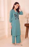 LATEST SLUB RAYON EMBROIDERY WORK TOP PENT SET DAILY WEAR WHOLESALE PRICE ETHNIC GARMENT (2)