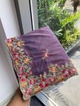 LATEST TWIL NET EMBROIDERY WITH CUTWORK SAREE WITH UNSTITCHED BLOUSE WEDDING WEAR WHOLESALE PRICE ETHNIC GARMENT (2)