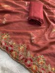 LATEST TWIL NET EMBROIDERY WITH CUTWORK SAREE WITH UNSTITCHED BLOUSE WEDDING WEAR WHOLESALE PRICE ETHNIC GARMENT (5)