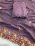 LATEST TWIL NET EMBROIDERY WITH CUTWORK SAREE WITH UNSTITCHED BLOUSE WEDDING WEAR WHOLESALE PRICE ETHNIC GARMENT (2)