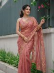 LATEST TWIL NET EMBROIDERY WITH CUTWORK SAREE WITH UNSTITCHED BLOUSE WEDDING WEAR WHOLESALE PRICE ETHNIC GARMENT (5)