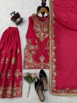 LUXURY CHINON SILK THREAD WITH SEQUNCE TOP PALAZZO WITH DUPATTA WEDDING WEAR WHOLESALE PRICE ETHNIC GARMENT (8)