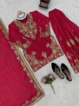 LUXURY CHINON SILK THREAD WITH SEQUNCE TOP PALAZZO WITH DUPATTA WEDDING WEAR WHOLESALE PRICE ETHNIC GARMENT (8)