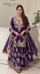 LUXURY CHINON SILK THREAD WITH SEQUNCE TOP PALAZZO WITH DUPATTA PURPLE