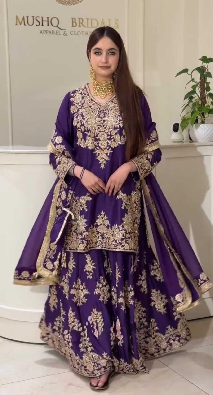 LUXURY CHINON SILK THREAD WITH SEQUNCE TOP PALAZZO WITH DUPATTA WEDDING WEAR WHOLESALE PRICE ETHNIC GARMENT (17)