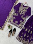 LUXURY CHINON SILK THREAD WITH SEQUNCE TOP PALAZZO WITH DUPATTA WEDDING WEAR WHOLESALE PRICE ETHNIC GARMENT (17)
