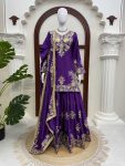 LUXURY CHINON SILK THREAD WITH SEQUNCE TOP PALAZZO WITH DUPATTA WEDDING WEAR WHOLESALE PRICE ETHNIC GARMENT (17)