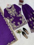 LUXURY CHINON SILK THREAD WITH SEQUNCE TOP PALAZZO WITH DUPATTA WEDDING WEAR WHOLESALE PRICE ETHNIC GARMENT (17)
