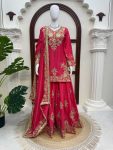 LUXURY CHINON SILK THREAD WITH SEQUNCE TOP PALAZZO WITH DUPATTA WEDDING WEAR WHOLESALE PRICE ETHNIC GARMENT (8)