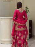 LUXURY CHINON SILK THREAD WITH SEQUNCE TOP PALAZZO WITH DUPATTA WEDDING WEAR WHOLESALE PRICE ETHNIC GARMENT (8)