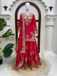 LUXURY CHINON SILK THREAD WITH SEQUNCE TOP PALAZZO WITH DUPATTA WEDDING WEAR WHOLESALE PRICE ETHNIC GARMENT (8)
