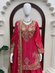 LUXURY CHINON SILK THREAD WITH SEQUNCE TOP PALAZZO WITH DUPATTA WEDDING WEAR WHOLESALE PRICE ETHNIC GARMENT (8)