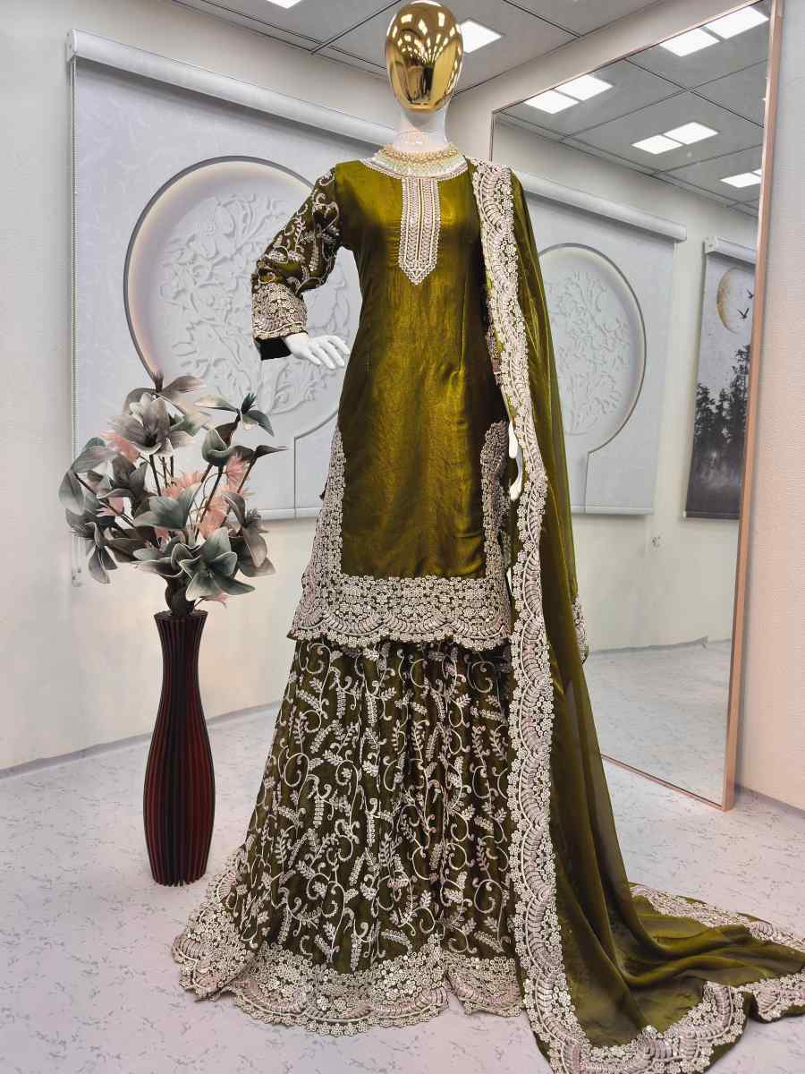 LUXURY FANDY SILK EMBROIDERY THREADS AND SEQUINS WORK TOP PALAZZO WITH DUPATTA WEDDING WEAR WHOLESALE PRICE ETHNIC GARMENT (11)