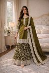 LUXURY FANDY SILK EMBROIDERY THREADS AND SEQUINS WORK TOP PALAZZO WITH DUPATTA WEDDING WEAR WHOLESALE PRICE ETHNIC GARMENT (3)