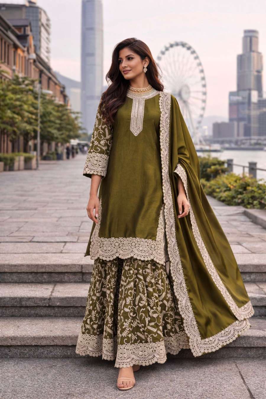 LUXURY FANDY SILK EMBROIDERY THREADS AND SEQUINS WORK TOP PALAZZO WITH DUPATTA WEDDING WEAR WHOLESALE PRICE ETHNIC GARMENT (3)