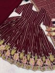 LUXURY FAUX GEORGETTE MULTI COLOURED EMBROIDERY WORK GOWN PALAZZO WITH DUPATTA SEASONABLE WEAR WHOLESALE PRICE ETHNIC GARMENT (5)