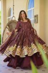 LUXURY FAUX GEORGETTE MULTI COLOURED EMBROIDERY WORK GOWN PALAZZO WITH DUPATTA SEASONABLE WEAR WHOLESALE PRICE ETHNIC GARMENT (5)