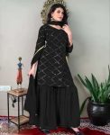 LUXURY GEORGETTE EMBROIDERY WORK TOP PALAZZO WITH DUPATTA DAILY WEAR WHOLESALE PRICE ETHNIC GARMENT (8)