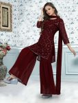 LUXURY GEORGETTE EMBROIDERY WORK TOP PALAZZO WITH DUPATTA DAILY WEAR WHOLESALE PRICE ETHNIC GARMENT (17)