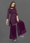 LUXURY GEORGETTE EMBROIDERY WORK TOP PALAZZO WITH DUPATTA DAILY WEAR WHOLESALE PRICE ETHNIC GARMENT (23)