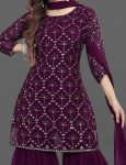 LUXURY GEORGETTE EMBROIDERY WORK TOP PALAZZO WITH DUPATTA DAILY WEAR WHOLESALE PRICE ETHNIC GARMENT (23)