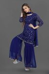 LUXURY GEORGETTE EMBROIDERY WORK TOP PALAZZO WITH DUPATTA DAILY WEAR WHOLESALE PRICE ETHNIC GARMENT (31)