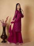 LUXURY GEORGETTE EMBROIDERY WORK TOP PALAZZO WITH DUPATTA DAILY WEAR WHOLESALE PRICE ETHNIC GARMENT (7)