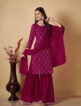 LUXURY GEORGETTE EMBROIDERY WORK TOP PALAZZO WITH DUPATTA  RANI