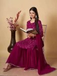 LUXURY GEORGETTE EMBROIDERY WORK TOP PALAZZO WITH DUPATTA DAILY WEAR WHOLESALE PRICE ETHNIC GARMENT (7)