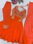 LUXURY GEORGETTE SEQUENCE EMBROIDERY WORK TOP BOTTOM WITH DUPATTA PARTY WEAR WHOLESALE PRICE ETHNIC GARMENT (12)