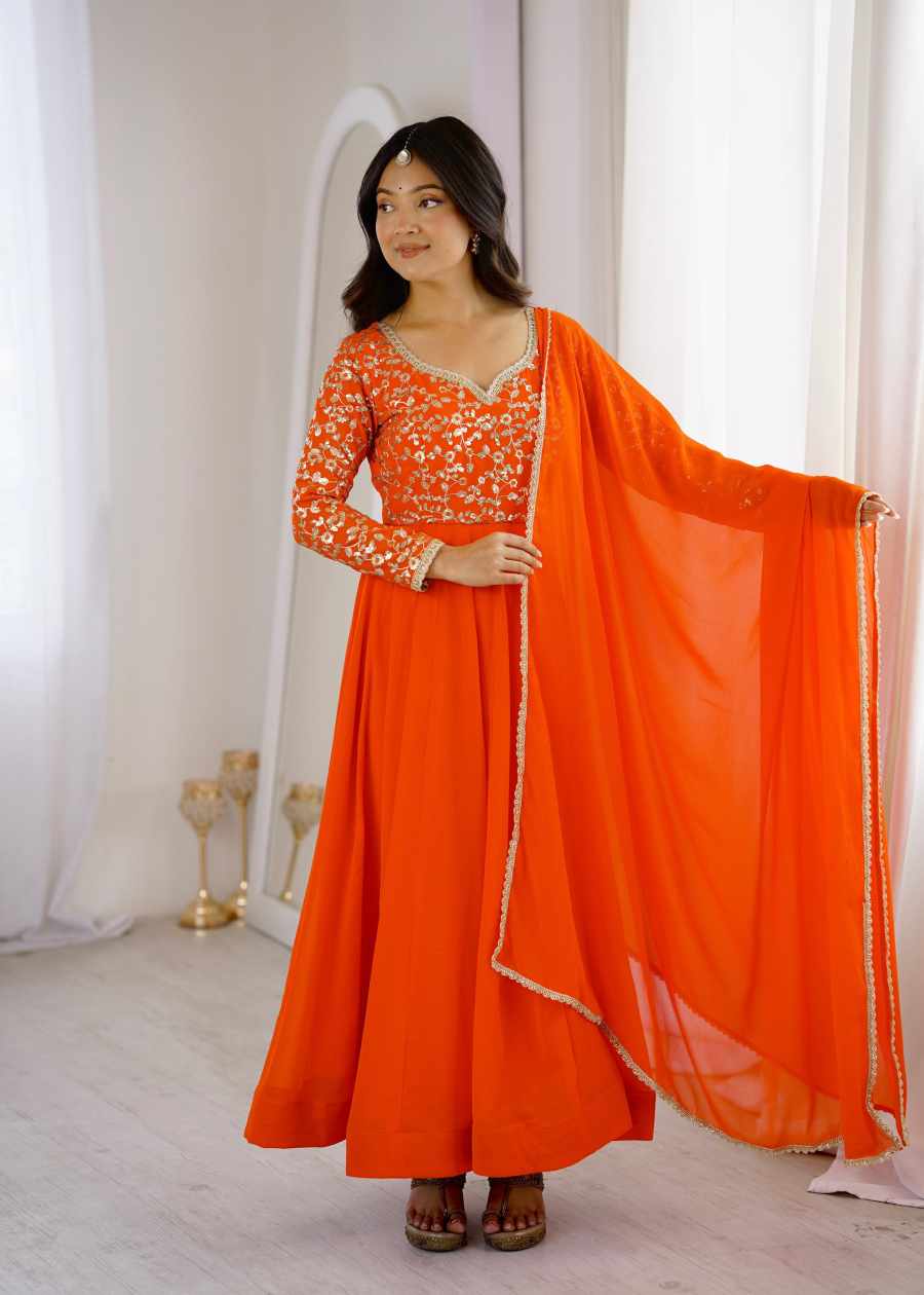LUXURY GEORGETTE SEQUENCE EMBROIDERY WORK TOP BOTTOM WITH DUPATTA PARTY WEAR WHOLESALE PRICE ETHNIC GARMENT (12)
