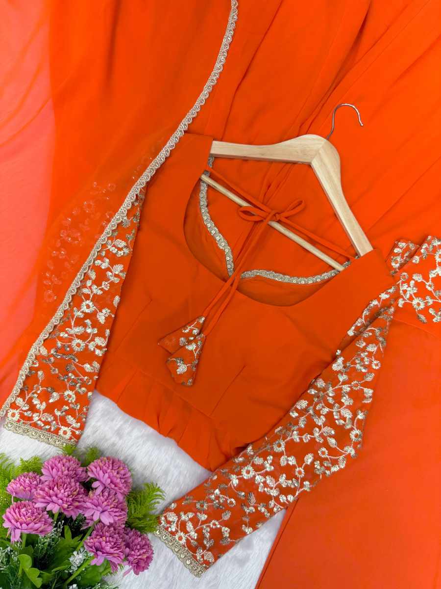 LUXURY GEORGETTE SEQUENCE EMBROIDERY WORK TOP BOTTOM WITH DUPATTA PARTY WEAR WHOLESALE PRICE ETHNIC GARMENT (16)