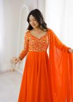 LUXURY GEORGETTE SEQUENCE EMBROIDERY WORK TOP BOTTOM WITH DUPATTA PARTY WEAR WHOLESALE PRICE ETHNIC GARMENT (12)