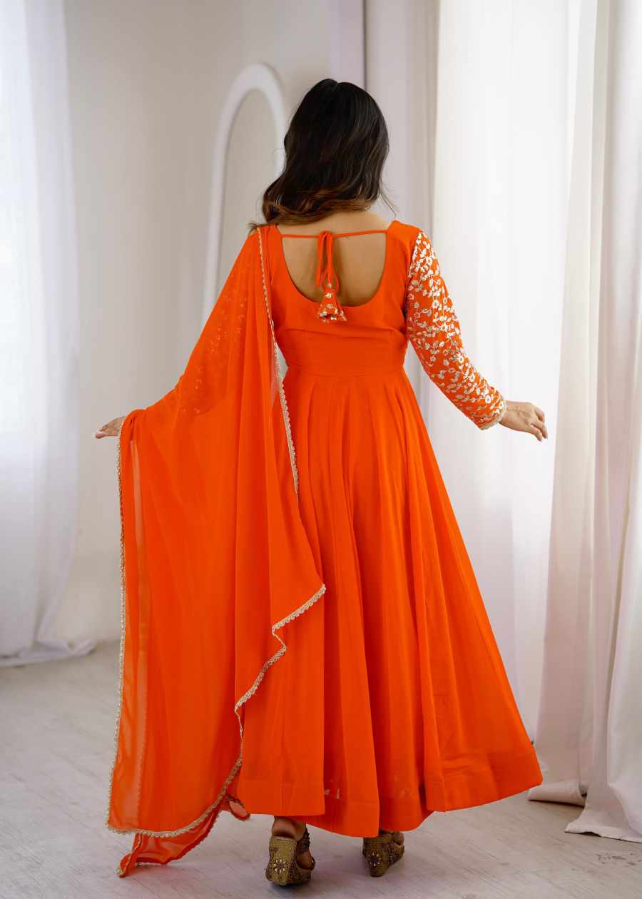 LUXURY GEORGETTE SEQUENCE EMBROIDERY WORK TOP BOTTOM WITH DUPATTA PARTY WEAR WHOLESALE PRICE ETHNIC GARMENT (5)