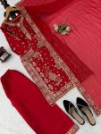 LUXURY ROMAN SILK THREAD WITH SEQUNCE WITH RIVET MOTI WORK TOP PALAZZO WITH DUPATTA WEDDING WEAR WHOLESALE PRICE ETHNIC GARMENT (3)