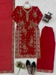 LUXURY ROMAN SILK THREAD WITH SEQUNCE WITH RIVET MOTI WORK TOP PALAZZO WITH DUPATTA WEDDING WEAR WHOLESALE PRICE ETHNIC GARMENT (3)