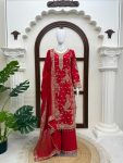 LUXURY ROMAN SILK THREAD WITH SEQUNCE WITH RIVET MOTI WORK TOP PALAZZO WITH DUPATTA WEDDING WEAR WHOLESALE PRICE ETHNIC GARMENT (3)