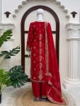 LUXURY ROMAN SILK THREAD WITH SEQUNCE WITH RIVET MOTI WORK TOP PALAZZO WITH DUPATTA WEDDING WEAR WHOLESALE PRICE ETHNIC GARMENT (3)