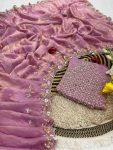 LUXURY SPACE SILK BEADS WORK SAREE WITH UNSTITCHED BLOUSE PARTY WEAR WHOLESALE PRICE ETHNIC GARMENT (4)