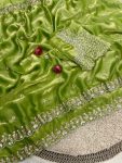 LUXURY SPACE SILK BEADS WORK SAREE WITH UNSTITCHED BLOUSE PARTY WEAR WHOLESALE PRICE ETHNIC GARMENT (3)