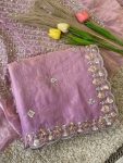 LUXURY SPACE SILK BEADS WORK SAREE WITH UNSTITCHED BLOUSE PARTY WEAR WHOLESALE PRICE ETHNIC GARMENT (4)