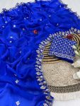 LUXURY SPACE SILK BEADS WORK SAREE WITH UNSTITCHED BLOUSE PARTY WEAR WHOLESALE PRICE ETHNIC GARMENT (2)